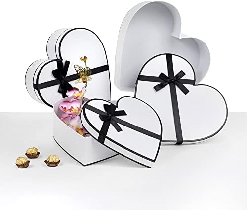 Комплект от 3 цвята във формата на Сърце/Подарък кашони с тиксо за опаковане (Розов)