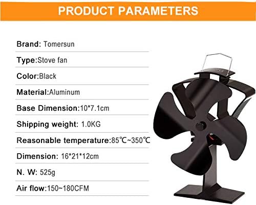 Вентилатор за камина Tomersun с 4 остриета, работещ на топлинна енергия за битови дровяного камина, която осигурява циркулацията