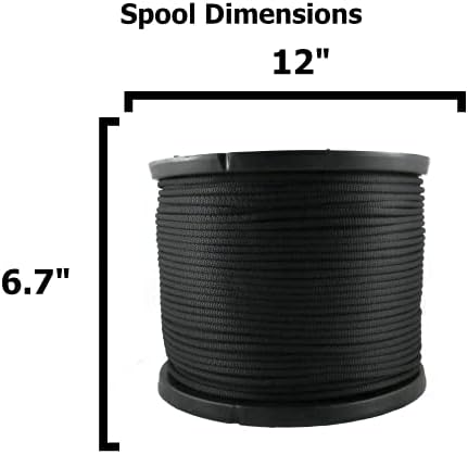 Въже от черно лавсанового полиестер 1/4 инча - 500-Подножието макара | Индустриален клас - Висока устойчивост на uv радиация