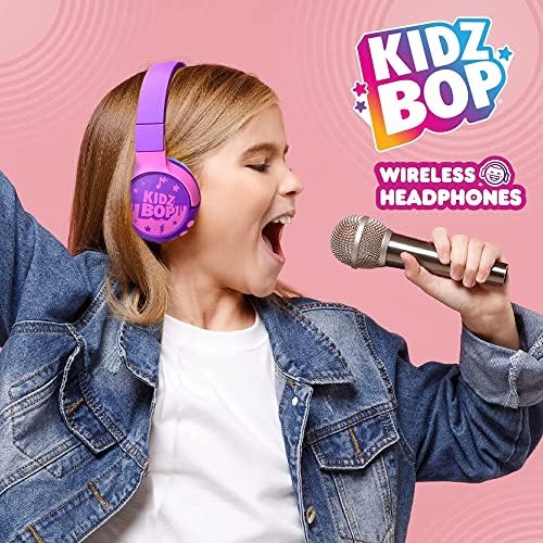 Kidz Bop Bluetooth Слушалки за деца | Микрофон и говорители с висока разделителна способност | Ограничение на силата на звука 94 db | Безжичен | Регулируеми/ За използване в учи