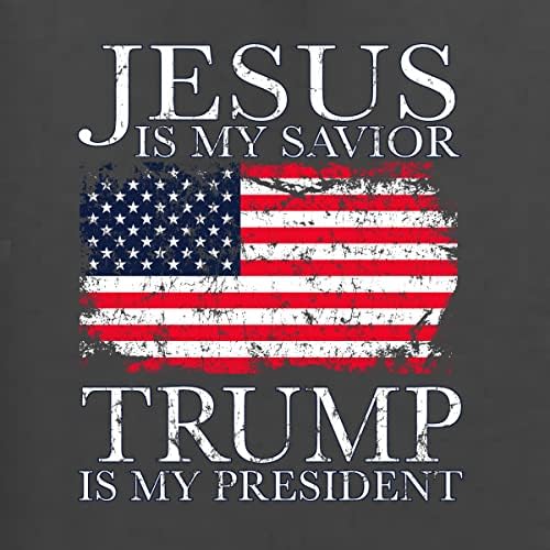 Исус е Мой Спасител, Тръмп-Ми Президент, Политическа Мъжка тениска MAGA С графичен дизайн