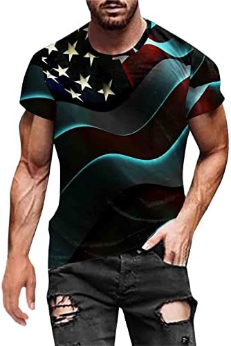 Bmisegm Летни Мъжки Ризи Мъжки Летен Ден на Независимостта на Модни тениски С 3D Дигитален Печат Мъжки Ризи С Дълъг Ръкав