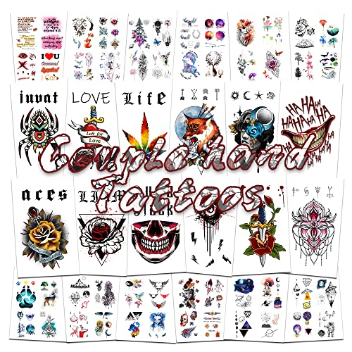 Quichic 100 Дизайн-Готините Татуировки по ръцете, Татуировки Joker за Хелоуин, Татуировки на Пръстите на краката, Временни