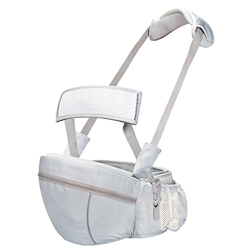 Детско Набедренное седалка AGUDAN, Ергономичен Колан стол с джоб за контролирано колан, Мека Основа за бебето-baby (Сиво)