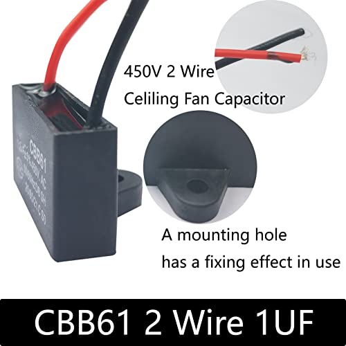 Кондензатор монтаж на таван фенове CBB61 2 проводника 1 icf е Съвместим с кондензатора на вентилатора 400/350/300/250VAC