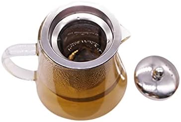 Стъклен чайник GYBest обем 900 мл, Подвижен Филтър за чаени пакетчета, с Капак, Сигурен уреди за готвене на Печката