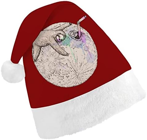 Коледна шапка за пиене кокосов орех с ленивцем, шапка на Дядо Коледа, забавни коледни шапки, празнични шапки за жени/мъже