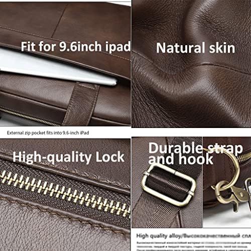Мъжка чанта DNATS, мъжки портфейл от естествена кожа за лаптоп, Мъжка Кожена чанта, Бизнес-портфейл за документи (Цвят: