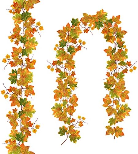 Uieke 2 Опаковки Есента Гирлянди от кленов листа - 7,8 метра/Бр Изкуствена Венец от Есенни Листа в Деня на Благодарността,