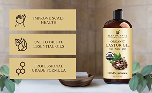 Набор от рициново масло, ръчно изработени за растеж на коса с етерични масла от чаено дърво и лимонена трева – Чисти