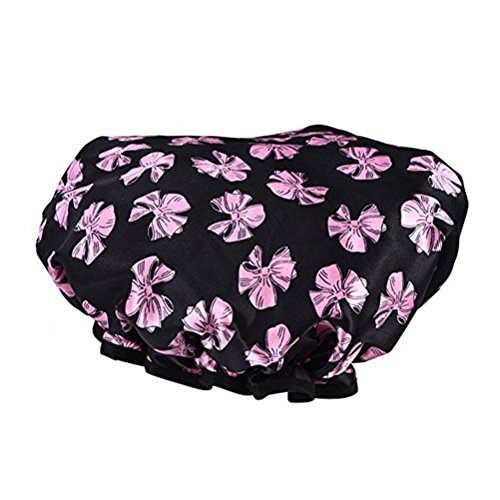 Дамски Водоустойчив шапка за душ Frcolor, опаковка от 2 броя (черна и розова)