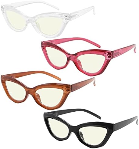 GTSY 4 чифта сини екранировка очила за четене за жени - компютърни ридеры в стил котешко око