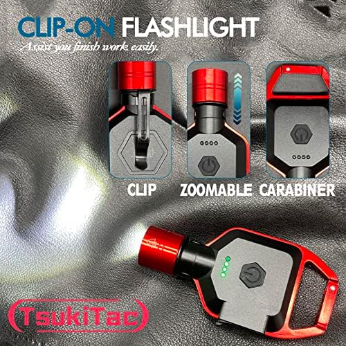 Мини фенерче TsukiTac, супер ярък, 600 лумена, Акумулаторна Компактен led фенерче с щипка, Лесен джобен ЕРП-фенерче за