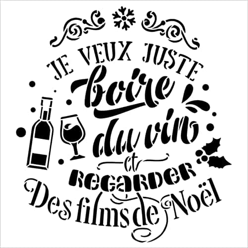 Френски шаблони Boire Films du Vin de Noel от StudioR12 - Изберете размер - Произведено в САЩ - Декор за хола в производството на вино, свързани с темата Направи си сам | Раскрась Коле