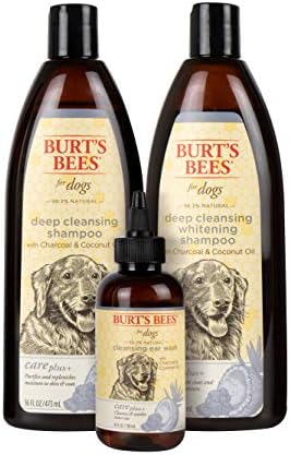 Бърт Bees for Dogs Care Plus + Шампоан за дълбоко почистване с дървени въглища и кокосово масло | Шампоан за кучета за