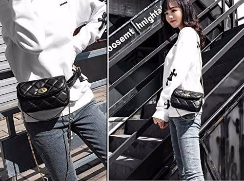 Скута чанти за жени, Поясная чанта през рамо, модерен поясная чанта-прашка, черна кожена поясная чанта FP1 (01 black)