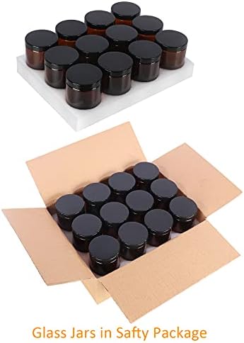 EkkoVla 24 Опаковане на Кръгли Стъклени Буркани Кехлибарен цвят, обем 8 унции с 24 Черни Корици, на Банката за производство