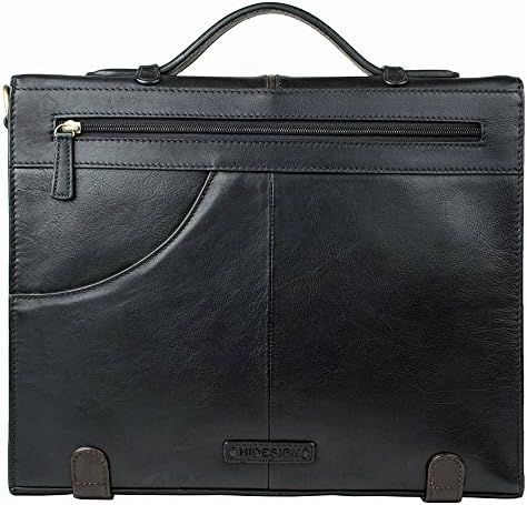 Hidesign Eton Тънък Кожен 15-инчов куфарче за лаптоп/Работна Чанта/Офис bag/Чанта за лаптоп с подвижен и регулируем пагон