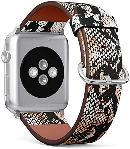 Кожена гривна с чертеж (Змия кожа) за Apple Watch Серия 4/3/2/1 поколение, подмяна на ремъците iWatch 42 мм/44 мм