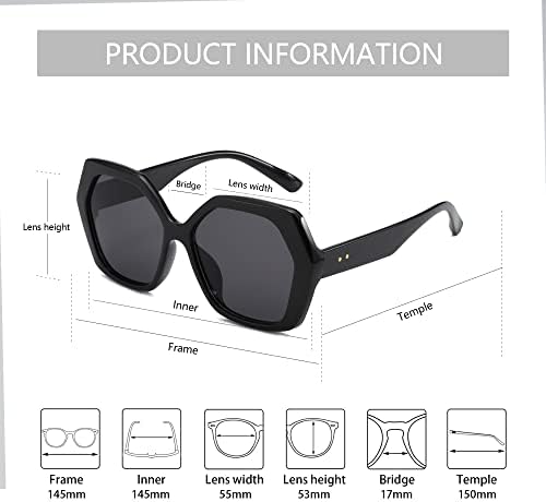 Слънчеви очила ZENOTTIC Retro Oversize с Шестоъгълни Рамки за Жени с Защита от UV400