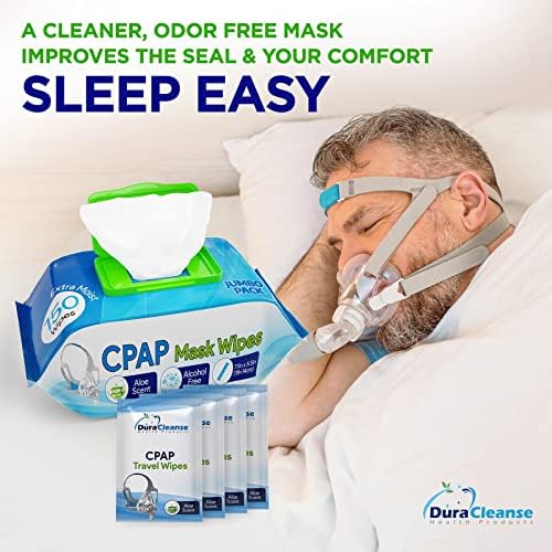 Кърпички за почистване на маска DuraCleanse CPAP - 3 опаковки на 3x150 парчета Плюс 3x4 кърпички за пътуване - много