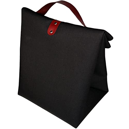 Случайна чанта за обяд от платно и кожа с мек покрив (черен)