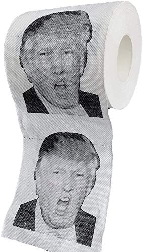 2 * Ролка Тоалетна хартия с принтом на Доналд Тръмп + 1 * Комплекти за Тоалетни четки Тръмп, Мека Тоалетна хартия за