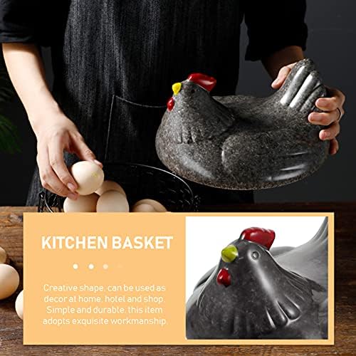 Кухненски Кошници Cabilock За съхранение на Керамични Кошница за яйца във формата на Пиле, Железен Титуляр За съхранение