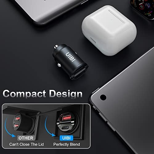 За Бързо Зарядно устройство, USB C, Най-Малкият адаптер за Кола UIBI 30 W PD & QC 3.0 с два USB Порта C Адаптер за Кола
