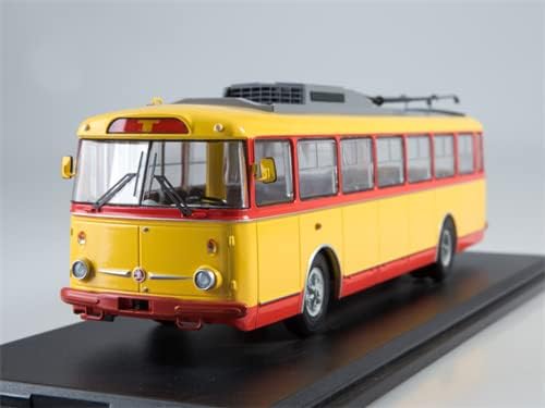 Стартови Мащабни модели за троллейбуса Skoda 9TR Жълто-червен 1/43 ABS Камион Готов модел