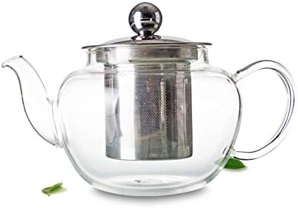 Хубава Кръгла Стъклена кана за приготвяне на чай от неръждаема стомана + 6 Мини чаши с двойни стени