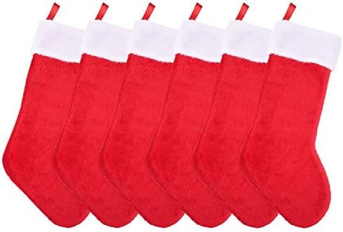 Livder 6 Опаковки, Коледни Чорапи на Червени и Бели Плюшени Манто Висящи Кадифени Чорапи за Коледна Украса, 20 Инча