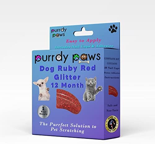 Purrdy Paws 1 година доставя меки шапки за нокти за кучешки нокти с рубинено-ЧЕРВЕН блясък XXL
