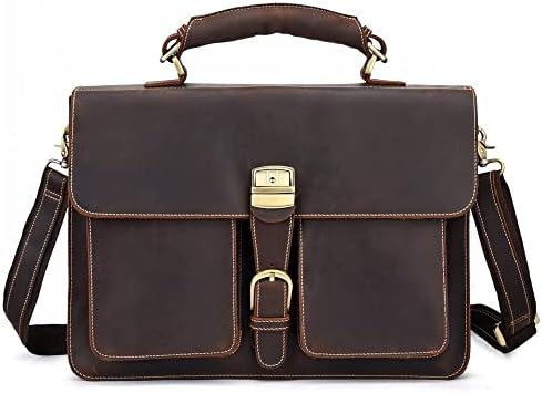 YEBDD Ретро Мъжки портфейл с Голям Капацитет, чанта за лаптоп, чанта-месинджър, Бизнес Пътна чанта (Цветът на: E, Размер: