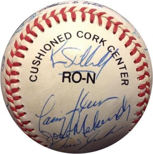 1992 Екип от Сан Диего Падрес Подписа договор с NL Baseball 26 Auto Gwynn Макгрифф COA - Бейзболни топки с автографи