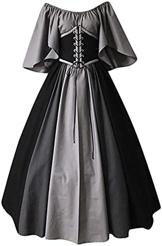 F_Gotal Женски средновековен костюм от Епохата на Възраждането, рокля дантела, винтажное готическа мини-рокля с къс ръкав,