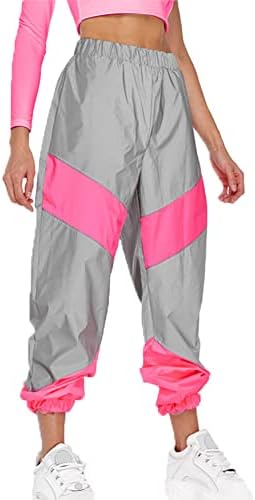 Дамски Модерен Панталон-Карго, Спортни Панталони с висока Засаждане, Рейвовые Светлоотразителни Панталони, Обикновен