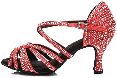 HIPPOSEUS/Дамски Обувки за латино Танци балната зала с кристали, Модерни Вечерни обувки за Танго и Салса, Ток 8,5 см,