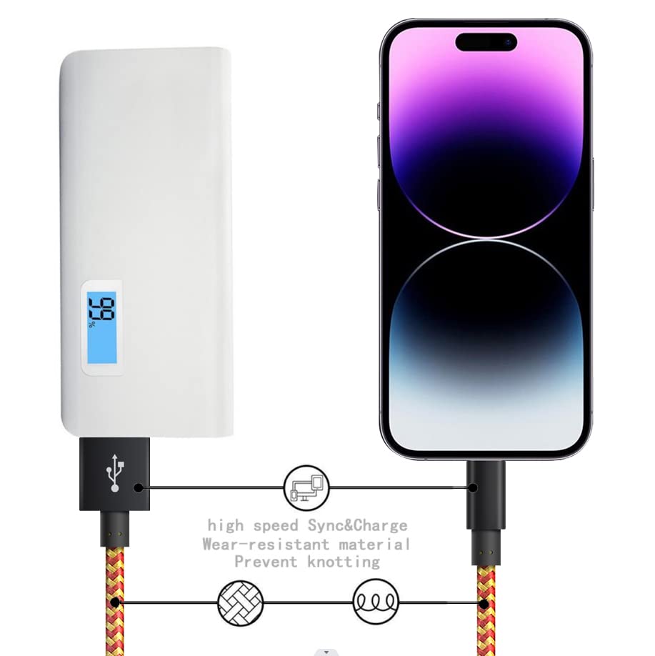 Кабел за зарядно на iPhone, Сертифициран ПФИ Кабел за зареждане от 3 М От Синхронизиране на данни по USB, Найлонова Оплетка