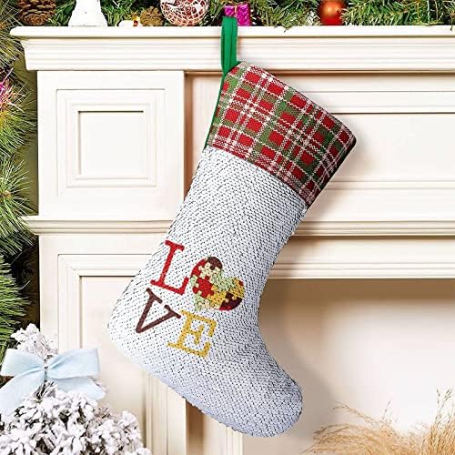 Информираността за Аутизма Коледни Чорапи С Пайети, Блестящи Стенни Висящи Украси, Украса за Коледната Елха, Празнична