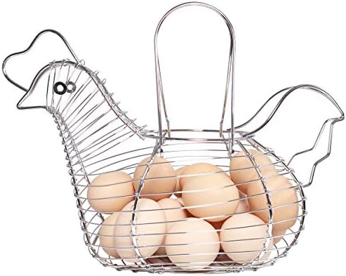 Проста и аккуратная кошница за яйца от хромирана стоманена тел с дръжка, с капацитет 15-20 Яйца среден размер
