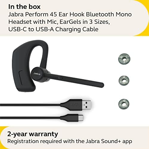 Моноблютуз слушалка Jabra Perform 45 с ушни куки - Усъвършенстван микрофон с функция за потискане на шума, функцията