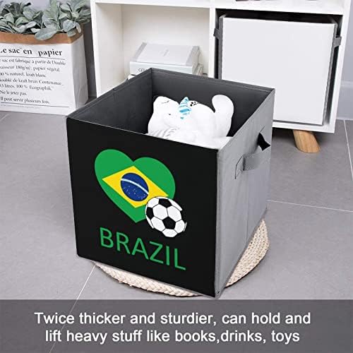 Кубчета за съхранение на футбола Love Brazil с Дръжки, Сгъваем Текстилен Кутии, Кошници за Организиране на Рафтовете