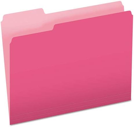 Цветни папки с файлове, остригана горния издърпване на 1/3, с букви, розов / светло розов, 100 бр / кутия