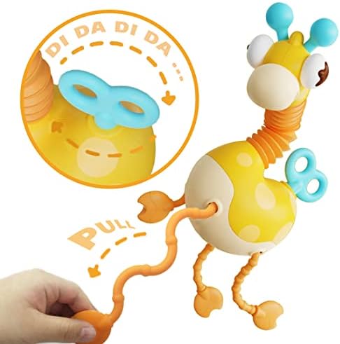 CCYYZZ Играчка Монтесори за малки деца 12-36 месеца, Допир играчка за деца на 1 година, Надуваеми Тръбички с жирафа,