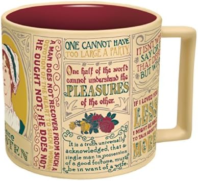 Кафеена чаша на Джейн Остин - Най-известните цитати и изображения Остин - предлага се в забавна кутия за подарък