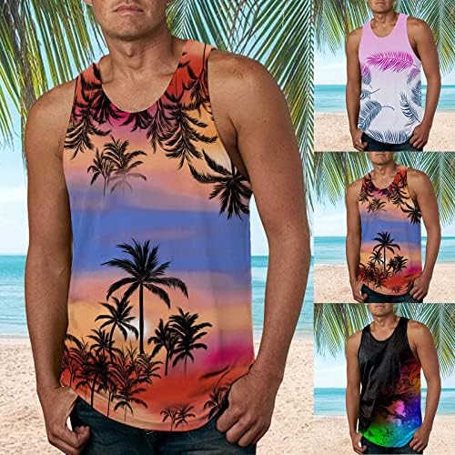 Хавайски Плажната Тениска за Мъже, Лятна Готина Риза Без Ръкави с 3D Дигитален Печат, Ежедневни Тънка Тениска За тренировки