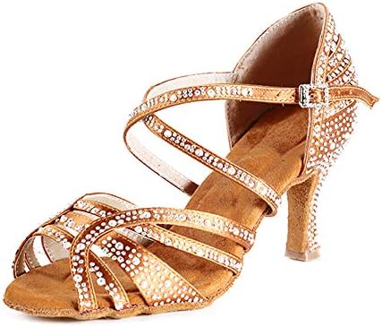 HIPPOSEUS/Дамски обувки за латино танци балната зала с кристали, Модерни Вечерни обувки за Танго и Салса, Ток 8,5 см,