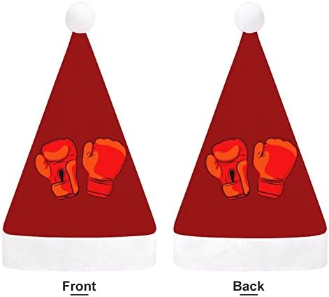 Червени боксови ръкавици, коледна шапка, мек плюшен шапчица Дядо Коледа, забавна шапчица за коледно новогодишната партита