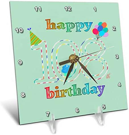 3дРоза с 108-ия рожден ден Торта със Свещ, балони, Шапка. - Настолни часовници (dc_353514_1)